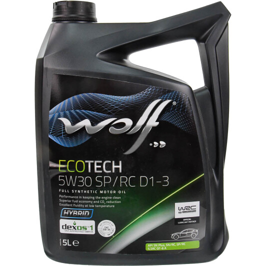Моторна олива wolf ecotech sp/rc d1-3, 5w-30, 5л 1049902 WOLF