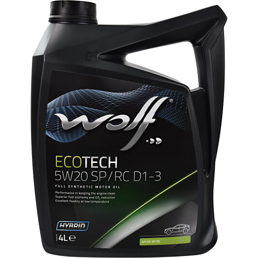 Моторна олива wolf ecotech sp/rc d1-3, 5w-20, 4л 1050525 WOLF