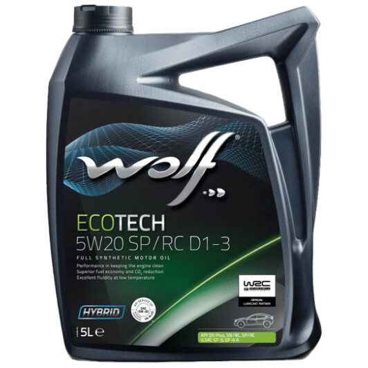 Моторна олива wolf ecotech sp/rc d1-3, 5w-20, 5л 1050526 WOLF