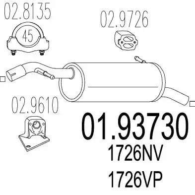 Задня частина вихлопної системи 0193730 MTS