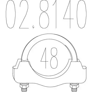 Хомут вихлопної системи u-образний м10 діаметр 48 мм 028140 MTS