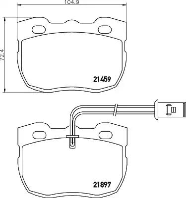 Комплект гальмівних накладок, дискове гальмо 8DB355005841 BEHR HELLA