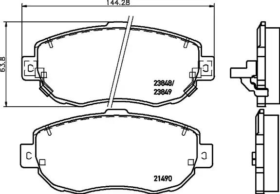 Комплект гальмівних накладок, дискове гальмо 8DB355010151 BEHR HELLA