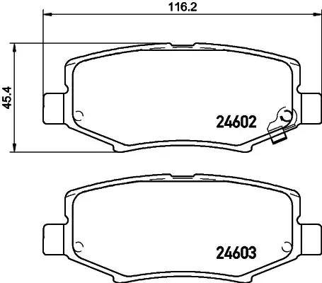 Комплект гальмівних накладок, дискове гальмо 8DB355014381 BEHR HELLA