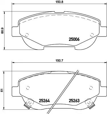 Комплект гальмівних накладок, дискове гальмо 8DB355015691 BEHR HELLA