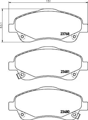 Комплект гальмівних накладок, дискове гальмо 8DB355017321 BEHR HELLA