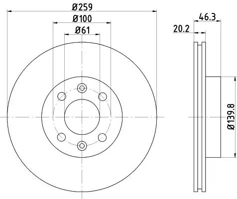 Гальмівний диск 8DD355101281 BEHR HELLA
