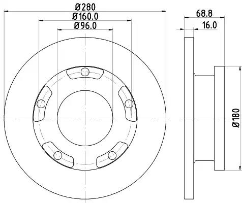 Hella ford диск гальм. задн. transit 06- з кільцем abs 8DD355113811 BEHR HELLA