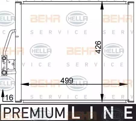 Конденсатор, система кондиціонування повітря 8FC351037051 BEHR HELLA