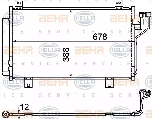 Конденсатор, система кондиціонування повітря 8FC351344604 BEHR HELLA