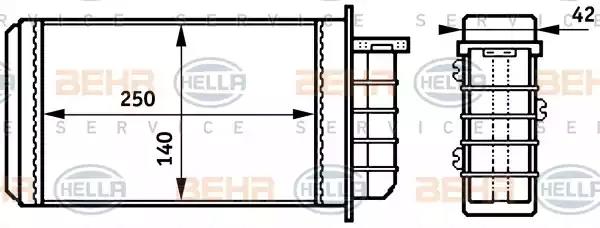Теплообмінник, система опалення салону 8FH351313191 BEHR HELLA