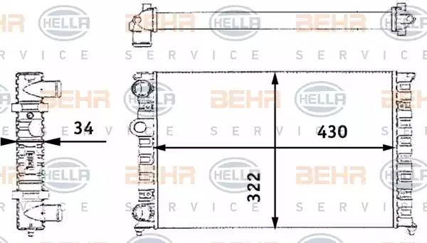 Радіатор, система охолодження двигуна 8MK376713744 BEHR HELLA