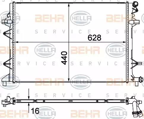 Низькотемпературний радіатор, охолоджувач наддув.... 8MK376735371 BEHR HELLA