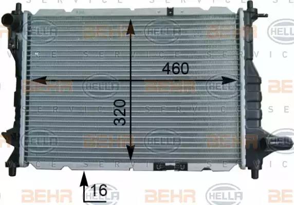 Радіатор, система охолодження двигуна 8MK376748721 BEHR HELLA