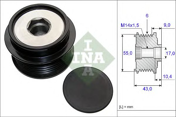 Шків генератора з обгінною муфтою вир-во ina 535020810 INA