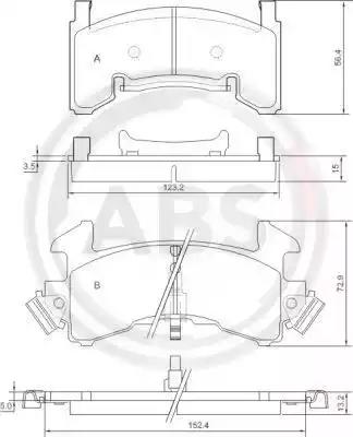 Комплект тормозных колодок дисковый тормоз 38154 A.B.S.