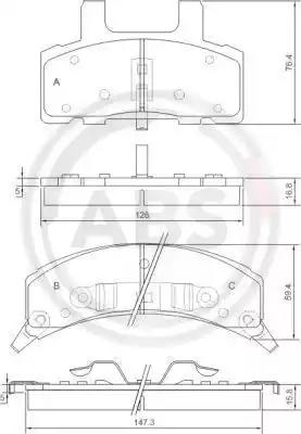 Комплект гальмівних накладок, дискове гальмо 38369 A.B.S.
