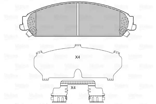Комплект гальмівних накладок, дискове гальмо 598743 VALEO
