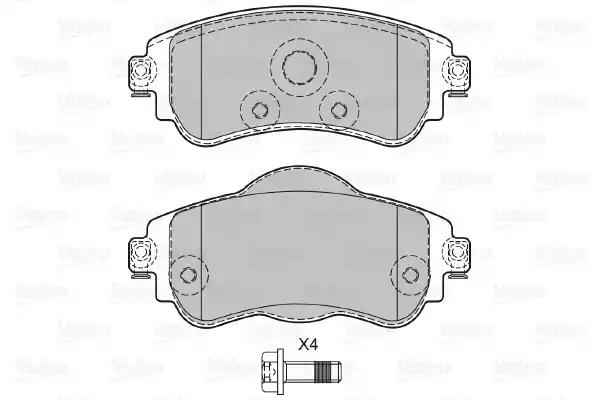 Комплект гальмівних накладок, дискове гальмо 601293 VALEO