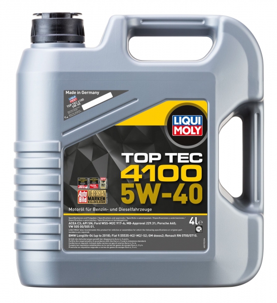 Моторна олива liqui moly top tec 4100, 5w-40, 4л 7547 LIQUI MOLY