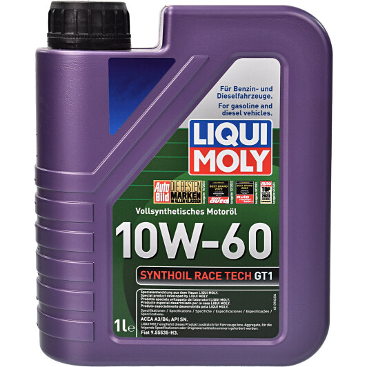 Моторна олива liqui moly synthoil race tech gt1, 10w-60, 1л 8908 LIQUI MOLY