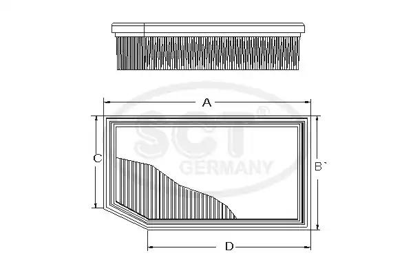 Фільтр повітряний renault duster 1.6 sce 115 16- sb 2386 sct SB2386 SCT