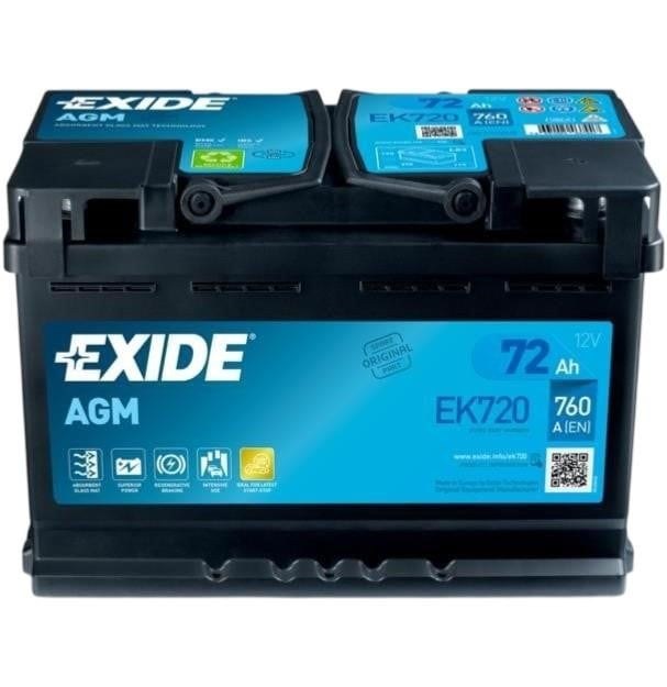 Аккумулятор автомобильный exide agm start-stop 12v/72ah/760 r+ EK720 EXIDE