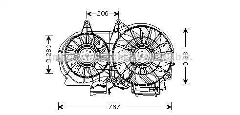 Ava audi вентилятор радіатора з дифузором a4 b6 00- a4 b7 04- seat AI7506 AVA