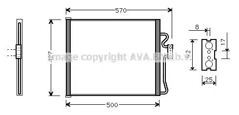 Радіатор кондиціонера 498 x 428 x 18 mm bmw 5 e39 96-  ava BW5192 AVA