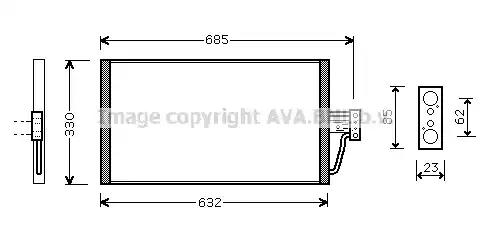 Радіатор кондиціонера bmw 5 e39 96- 7 e38 94- 2.0d 2.5d 3.0d  ava BW5254 AVA QUALITY COOLING
