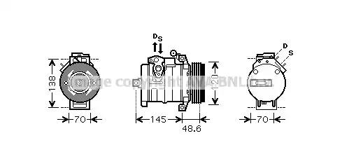 Компресор, система кондиціонування повітря BWAK345 AVA QUALITY COOLING