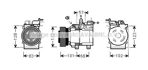 Компресор кондиціонера hyundai santafe 01- sonata 98-/kia magentis optima 01- ... HYAK123 AVA