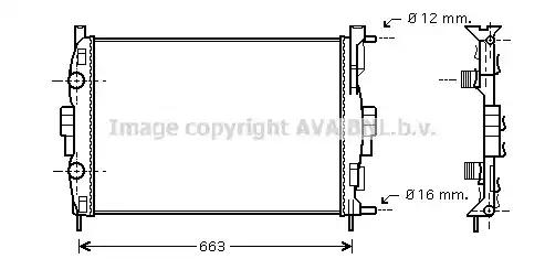 Радіатор охолодження двигуна megane2/scenic mt +-ac 02 ava RT2307 AVA