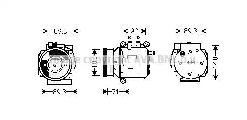 Компресор, система кондиціонування повітря SBAK053 AVA QUALITY COOLING