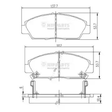 Комплект гальмівних накладок, дискове гальмо J3604037 NIPPARTS