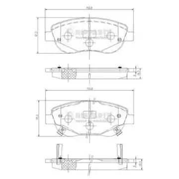 Комплект гальмівних накладок, дискове гальмо N3602135 NIPPARTS