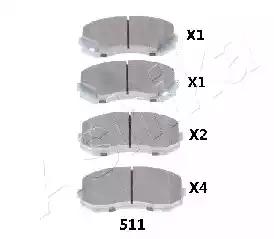 Комплект тормозных колодок дисковый тормоз 5005511 ASHIKA