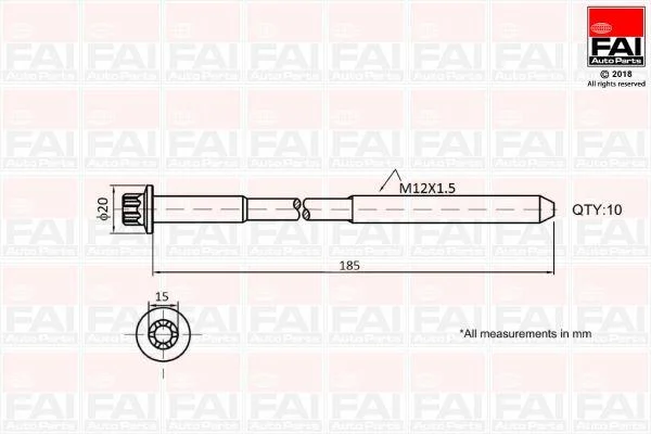 Болти головки блока циліндрів B2129 FAI