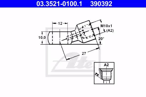 Кільцевий штуцер, трубопровід 03352101001 ATE