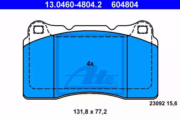 Комплект гальмівних накладок, дискове гальмо 13046048042 ATE