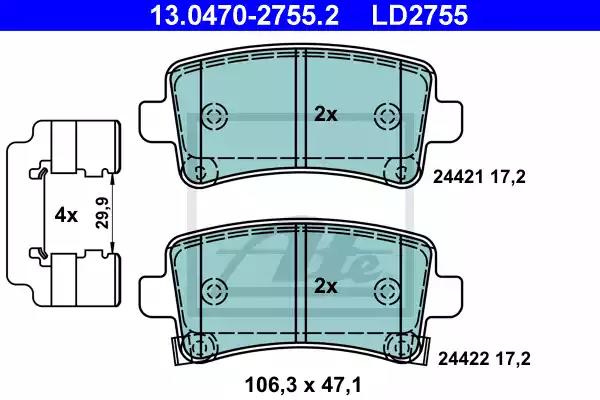 Klocki ham tyl  ceramic opel insignia 08 13047027552 ATE