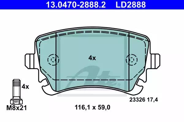 Klocki ham tyl  ceramic audi a6 04- 13047028882 ATE