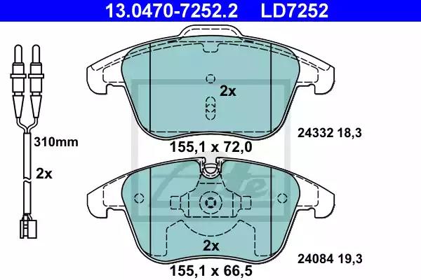 Klocki ham przod  ceramic citroen c5 08- 13047072522 ATE
