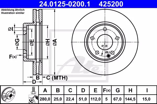 Диск гальмівний mercedes benz a-class 1 2- 24012502001 ATE