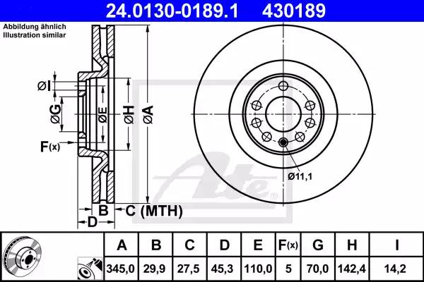 Диск гальмівний передній opel vectra c saab 9-3 1.8-2.8 09.02-02.15 24013001891 ATE