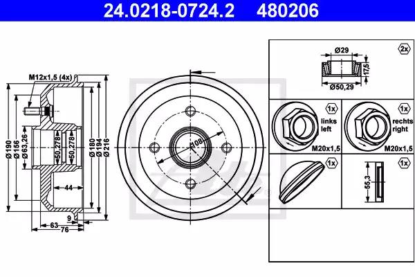 Гальмівний барабан 24021807242 ATE