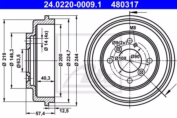 Тормозной барабан 24022000091 ATE