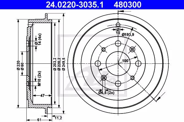 Тормозной барабан 24022030351 ATE