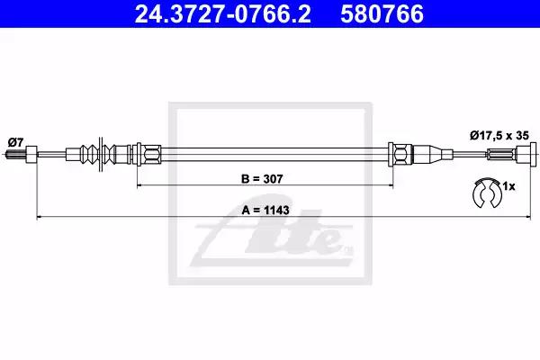 Тросовий привод, стоянкове гальмо 24372707662 ATE