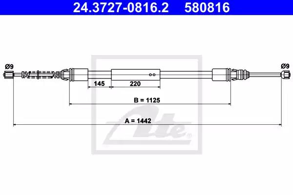 Трос стояночная тормозная система 24372708162 ATE